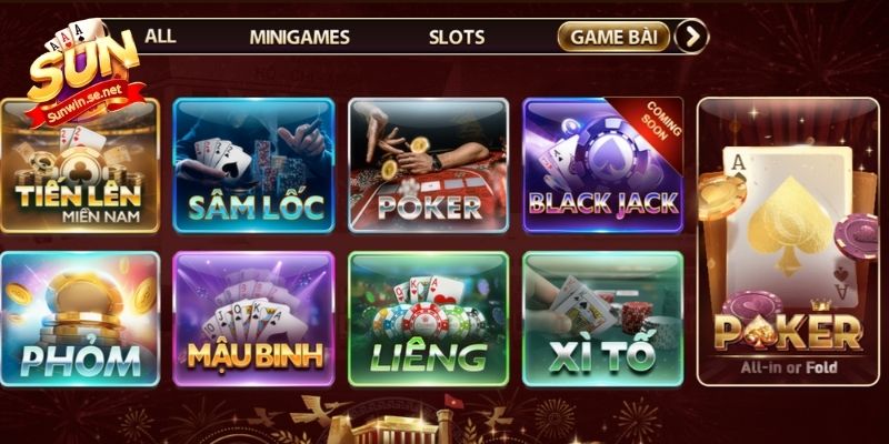 Từng chuyên mục trò chơi được sắp xếp ngăn nắp